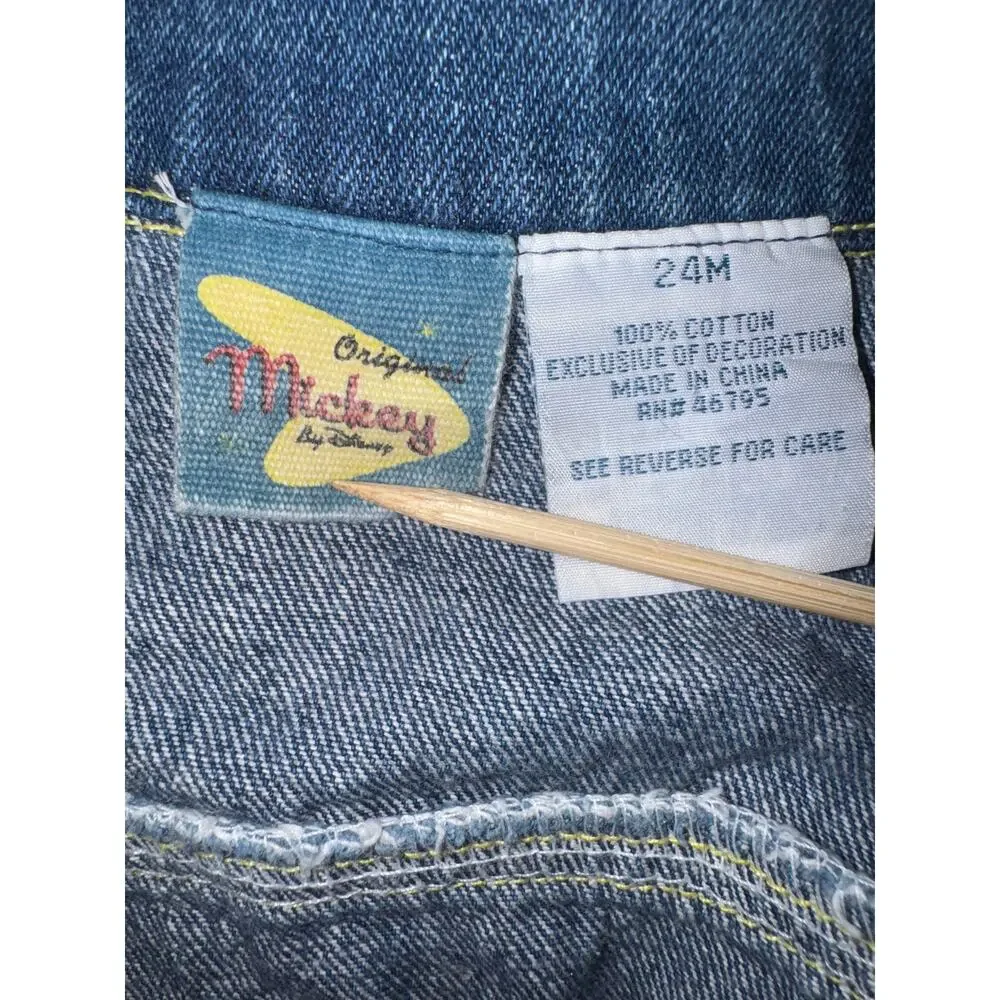 Vintage 90s Original Mickey Disney Denim Jean Jacket Baby Girl Toddler 24 Months